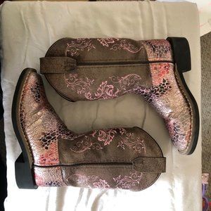 Old West Girls Metallic Pink/Brown boots